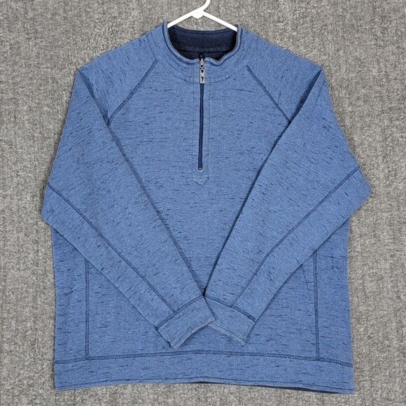 Tommy Bahama Sweater Mens XL Blue Reversible 1/4 Zip Sweatshirt Pullover - Picture 1 of 11